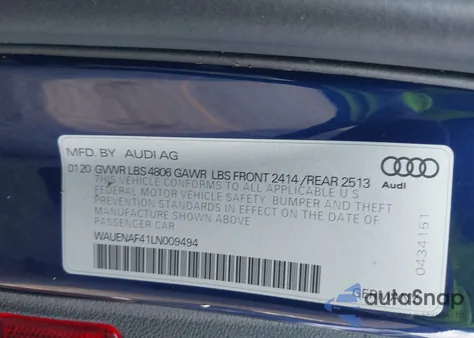 2020 Audi A4 Premium Plus 45 Tfsi Quattro S Tronic z USA, uszkodzony, nr VIN WAUENAF41LN009494